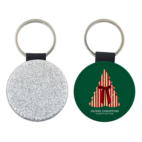 Retro Christmas Tree Greeting Illustration - keyring by EZbie