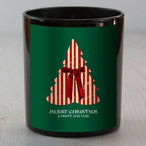 Retro Christmas Tree Greeting Illustration - scented candle by EZbie