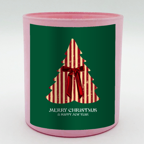 Retro Christmas Tree Greeting Illustration - scented candle by EZbie