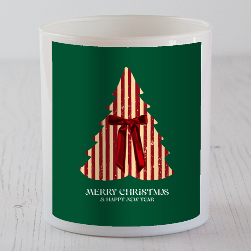 Retro Christmas Tree Greeting Illustration - scented candle by EZbie