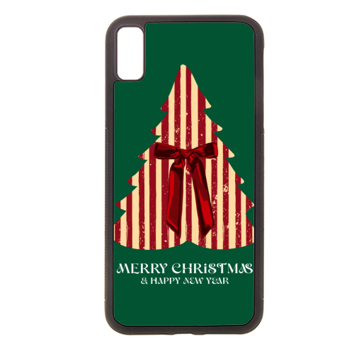Retro Christmas Tree Greeting Illustration - stylish phone case by EZbie