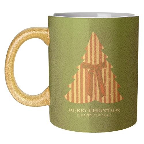 Retro Christmas Tree Greeting Illustration - unique mug by EZbie