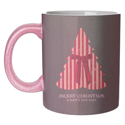 Retro Christmas Tree Greeting Illustration - unique mug by EZbie