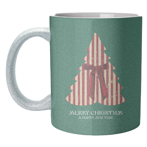 Retro Christmas Tree Greeting Illustration - unique mug by EZbie