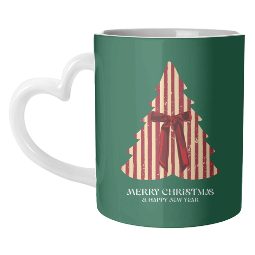 Retro Christmas Tree Greeting Illustration - unique mug by EZbie