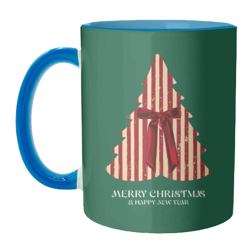 Retro Christmas Tree Greeting Illustration - unique mug by EZbie