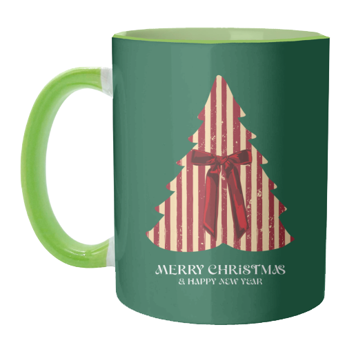 Retro Christmas Tree Greeting Illustration - unique mug by EZbie