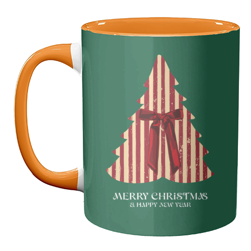 Retro Christmas Tree Greeting Illustration - unique mug by EZbie