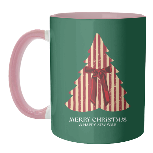 Retro Christmas Tree Greeting Illustration - unique mug by EZbie