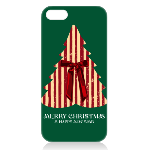 Retro Christmas Tree Greeting Illustration - unique phone case by EZbie