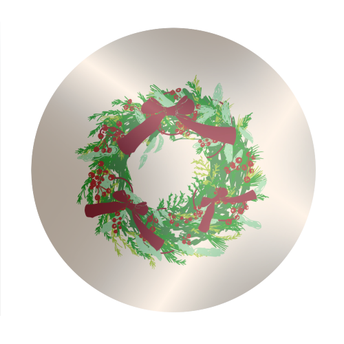 Retro Christmas Wreath with Bows Art - Circle Sticker by EZbie