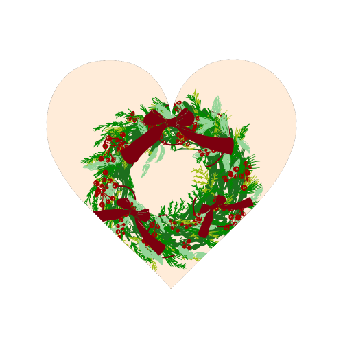 Retro Christmas Wreath with Bows Art - Magnet by EZbie