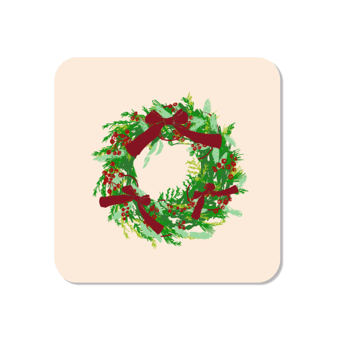 Retro Christmas Wreath with Bows Art - Magnet by EZbie