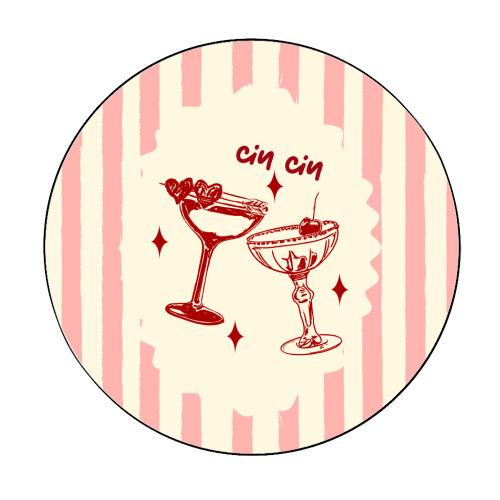 Retro Cocktail Cheers Illustration - Circle Sticker by EZbie