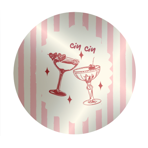 Retro Cocktail Cheers Illustration - Circle Sticker by EZbie