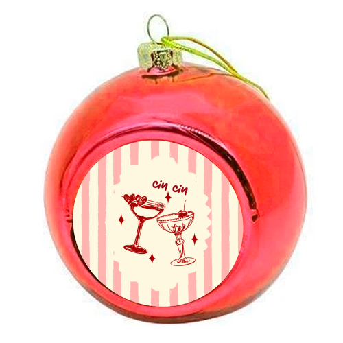 Retro Cocktail Cheers Illustration - colourful christmas bauble by EZbie
