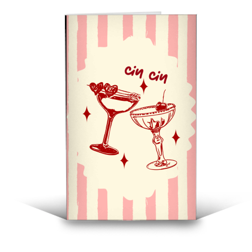 Retro Cocktail Cheers Illustration - funny greeting card by EZbie