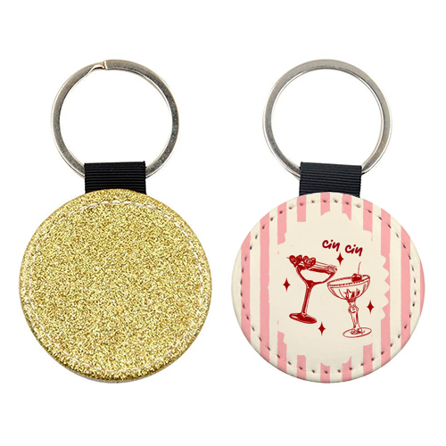 Retro Cocktail Cheers Illustration - keyring by EZbie