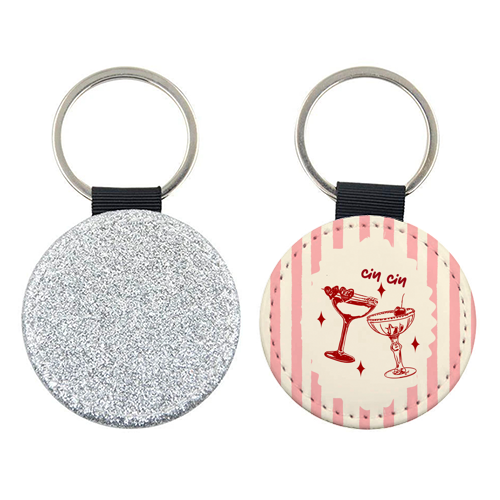 Retro Cocktail Cheers Illustration - keyring by EZbie
