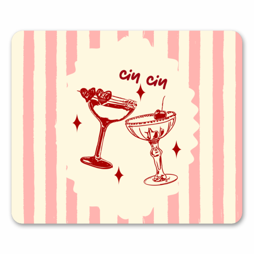 Retro Cocktail Cheers Illustration - mouse mat by EZbie