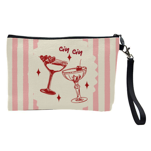 Retro Cocktail Cheers Illustration - pretty makeup bag by EZbie