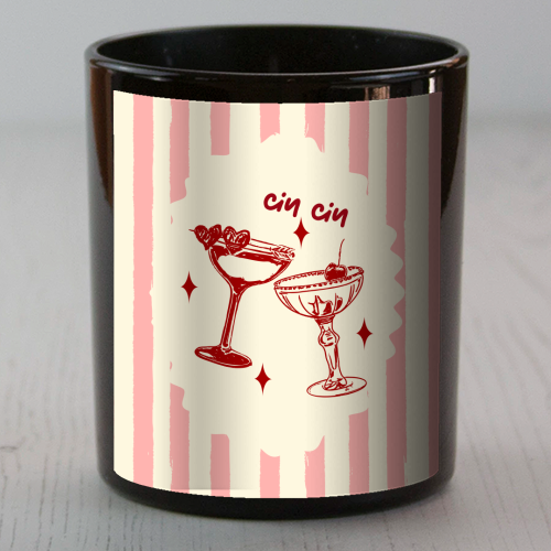 Retro Cocktail Cheers Illustration - scented candle by EZbie