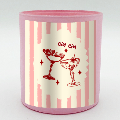 Retro Cocktail Cheers Illustration - scented candle by EZbie