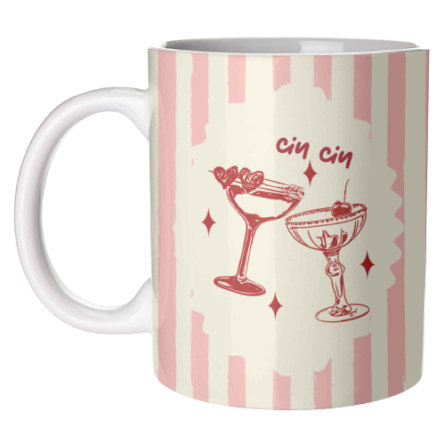 Retro Cocktail Cheers Illustration - unique mug by EZbie