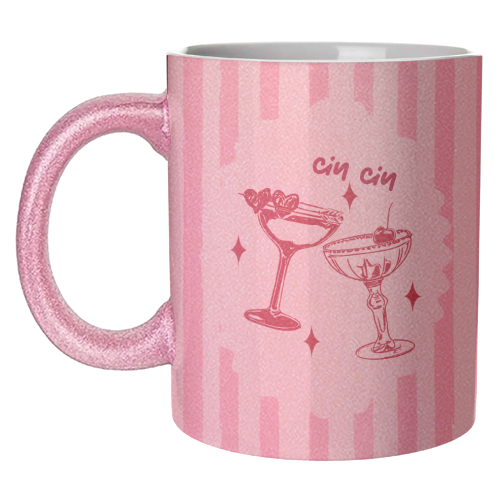 Retro Cocktail Cheers Illustration - unique mug by EZbie