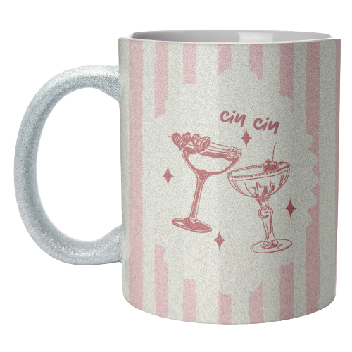 Retro Cocktail Cheers Illustration - unique mug by EZbie
