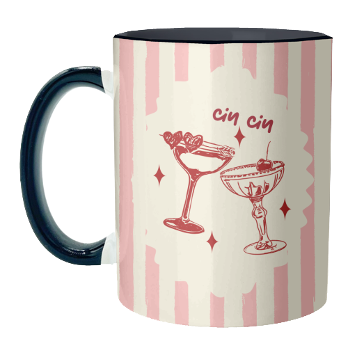 Retro Cocktail Cheers Illustration - unique mug by EZbie