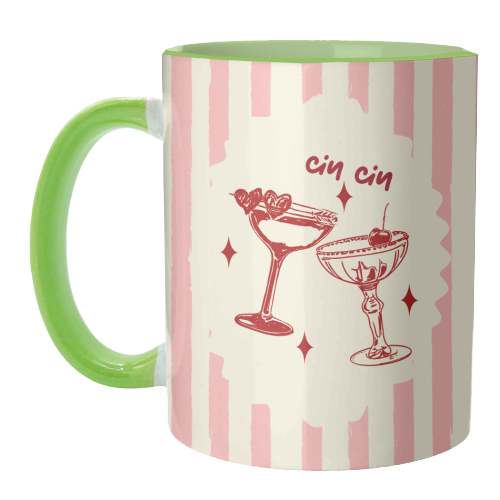 Retro Cocktail Cheers Illustration - unique mug by EZbie