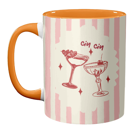 Retro Cocktail Cheers Illustration - unique mug by EZbie