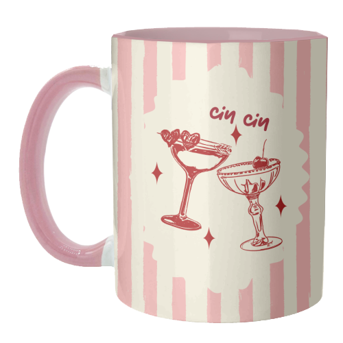 Retro Cocktail Cheers Illustration - unique mug by EZbie