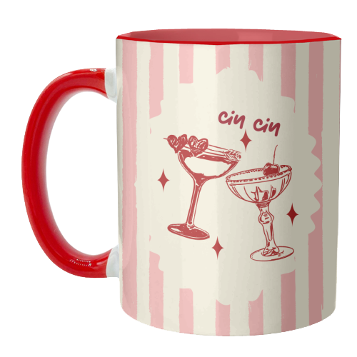 Retro Cocktail Cheers Illustration - unique mug by EZbie