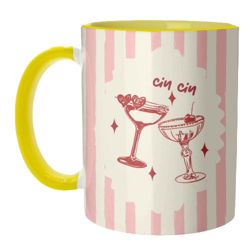 Retro Cocktail Cheers Illustration - unique mug by EZbie