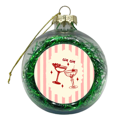 Retro Cocktail Cheers Illustration - xmas bauble by EZbie