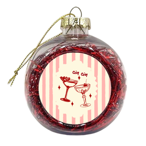 Retro Cocktail Cheers Illustration - xmas bauble by EZbie