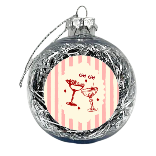 Retro Cocktail Cheers Illustration - xmas bauble by EZbie