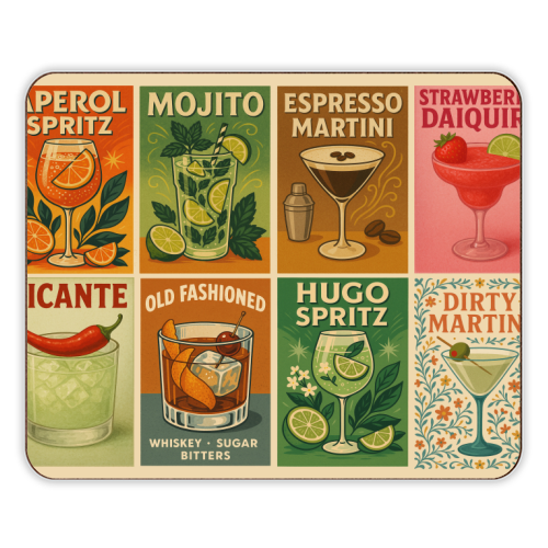 Retro Cocktail Posters - designer placemat by Ms Doodle