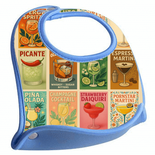 Retro Cocktail Posters - feeding bib by Ms Doodle