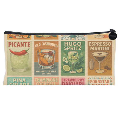 Retro Cocktail Posters - flat pencil case by Ms Doodle