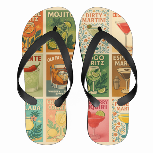 Retro Cocktail Posters - funny flip flops by Ms Doodle