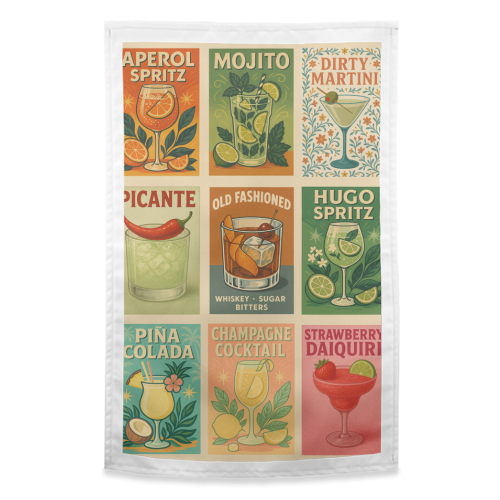 Retro Cocktail Posters - funny tea towel by Ms Doodle