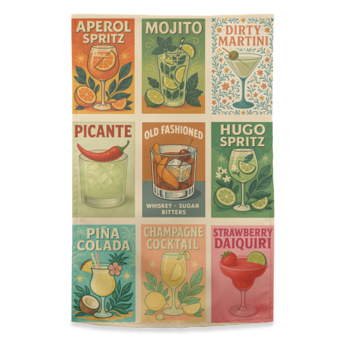 Retro Cocktail Posters - funny tea towel by Ms Doodle