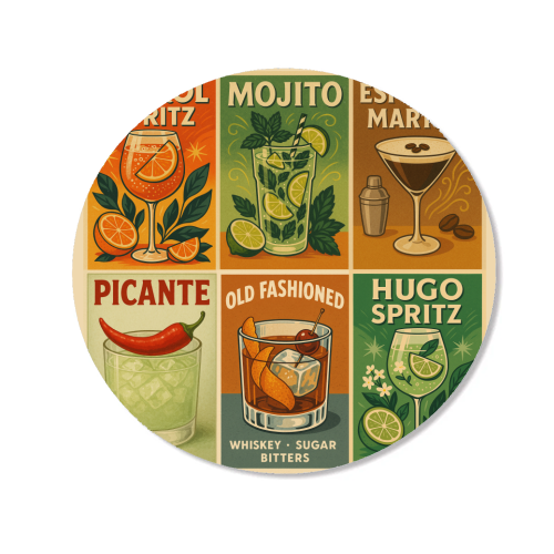 Retro Cocktail Posters - Magnet by Ms Doodle