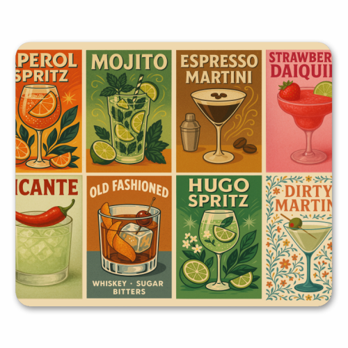 Retro Cocktail Posters - mouse mat by Ms Doodle