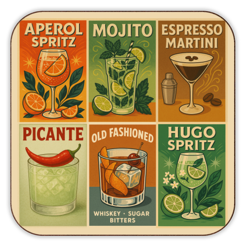 Retro Cocktail Posters - personalised beer coaster by Ms Doodle