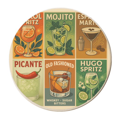 Retro Cocktail Posters - personalised beer coaster by Ms Doodle