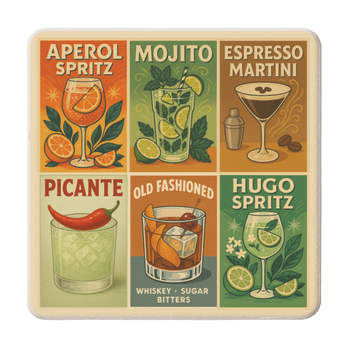 Retro Cocktail Posters - personalised beer coaster by Ms Doodle